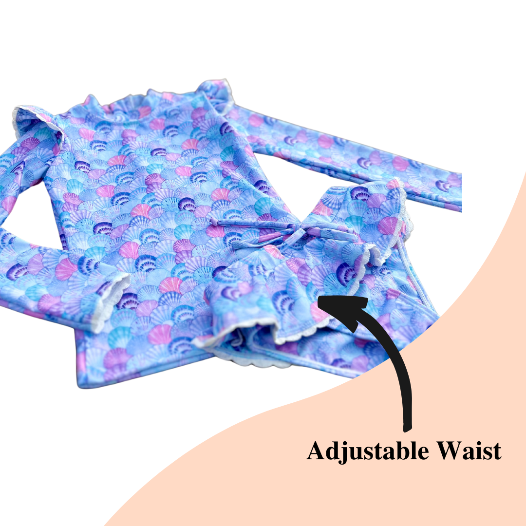 Mermaid Shell Girls Rash Guard Set