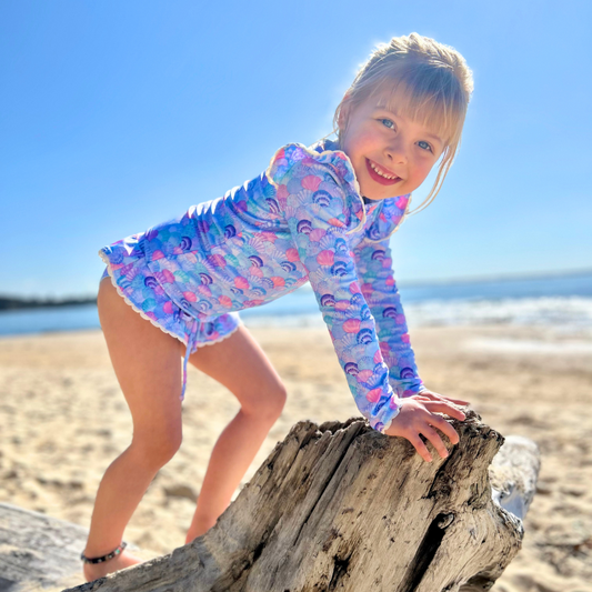 Mermaid Shell Girls Rash Guard Set