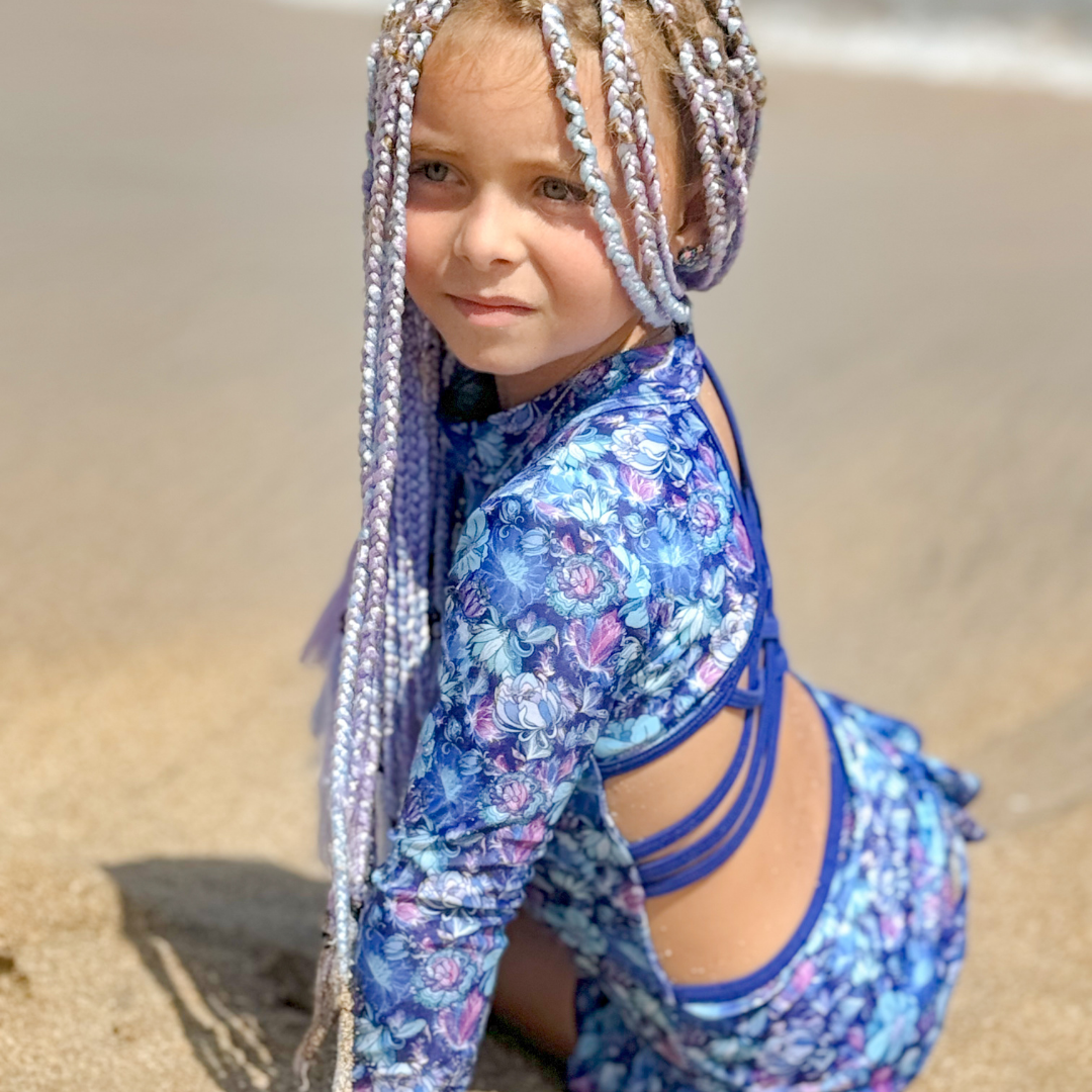 Sapphire Open Back Girls Swimwear