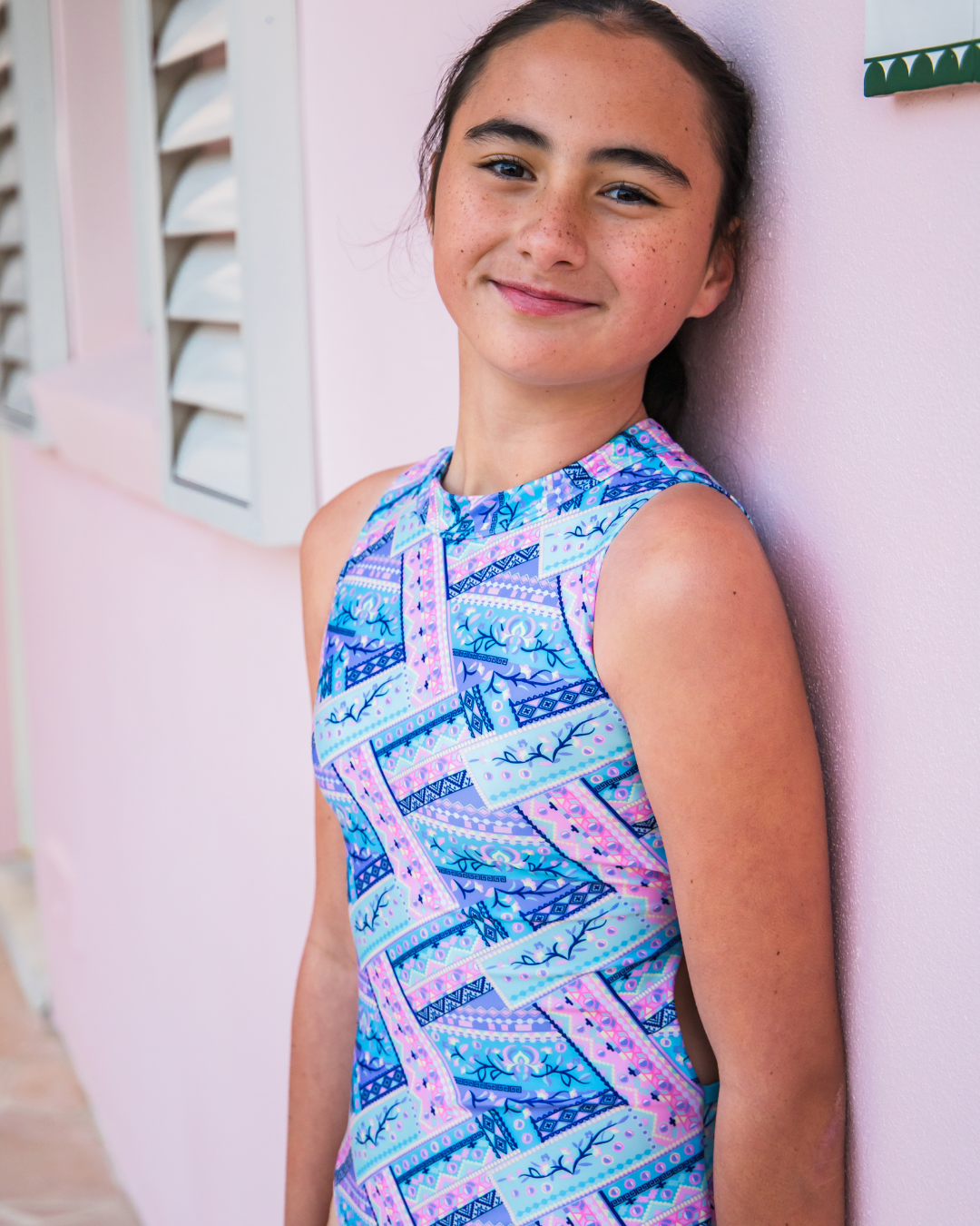 McKinley Sleeveless Open Back Girls Swimwear