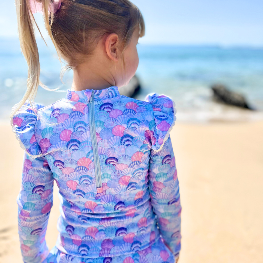 Mermaid Shell Girls Rash Guard Set
