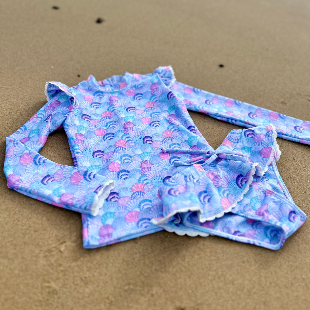 Mermaid Shell Girls Rash Guard Set