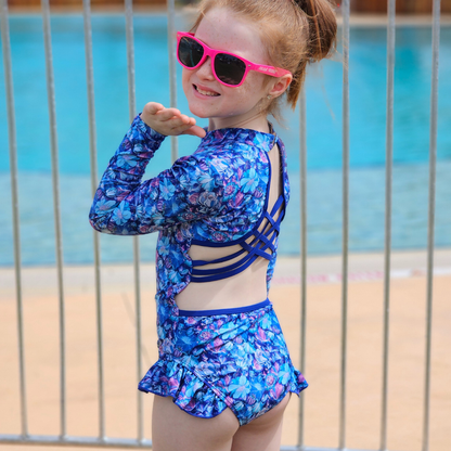 Sapphire Open Back Girls Swimwear