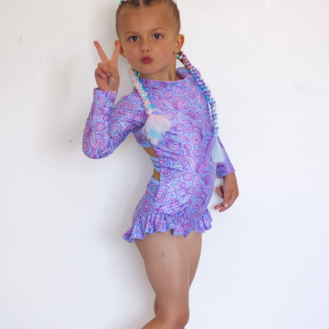 Ava Open Back Girls Swimwear