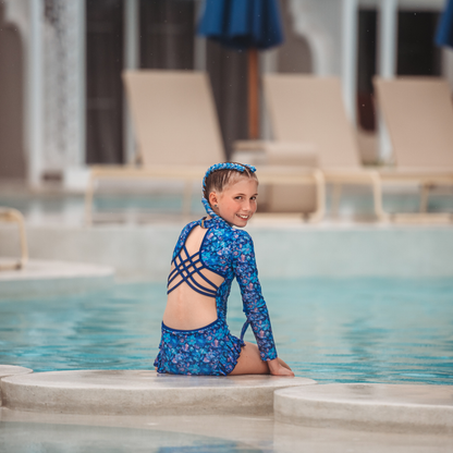 Sapphire Open Back Girls Swimwear