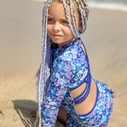 Sapphire Open Back Girls Swimwear