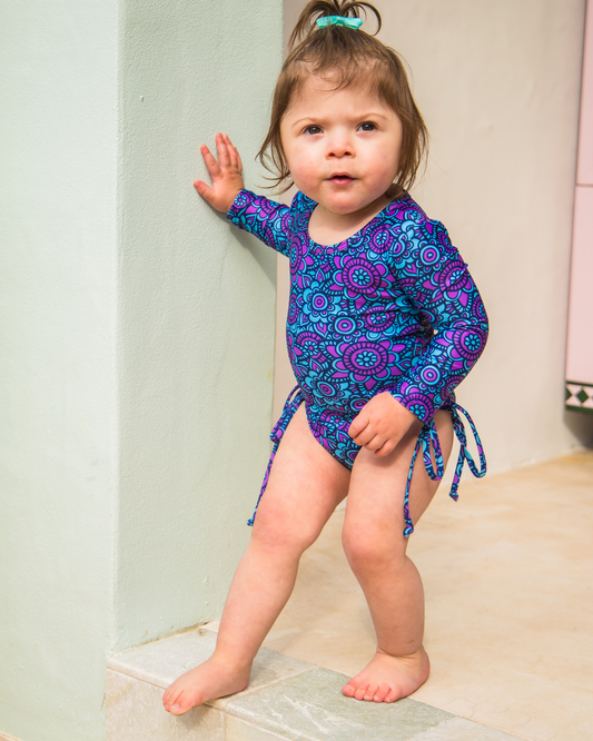 Scottie Solid Back Girls Swimsuit
