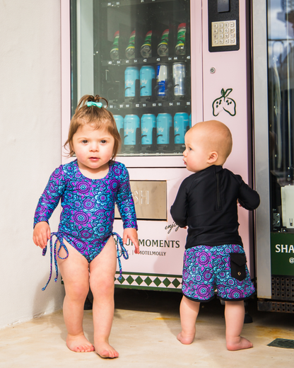 Scottie Solid Back Girls Swimsuit