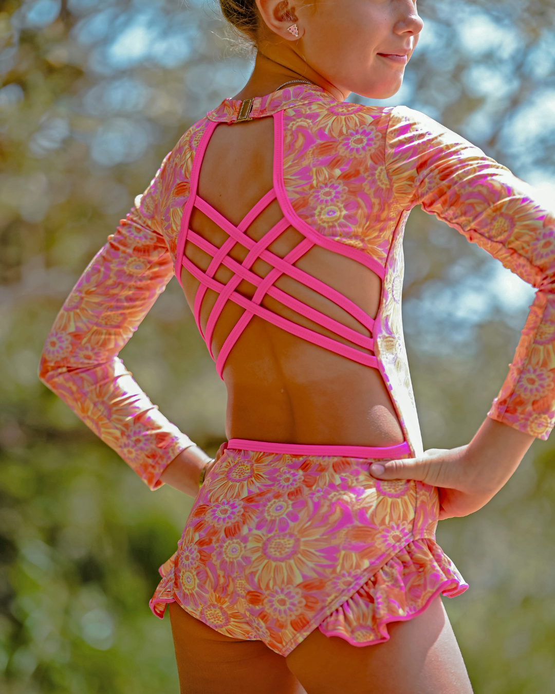 Amberley Open Back Girls Swimwear