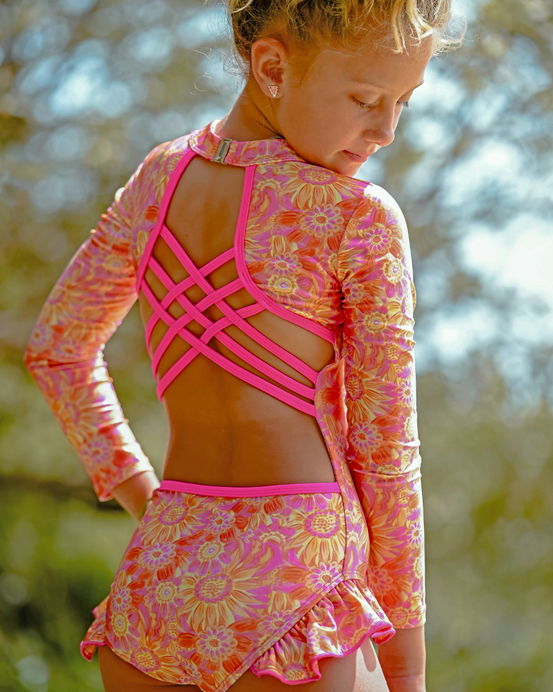 Amberley Open Back Girls Swimwear