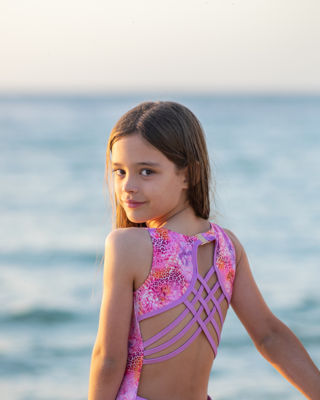 Marli Sleeveless Open Back Girls Swimwear