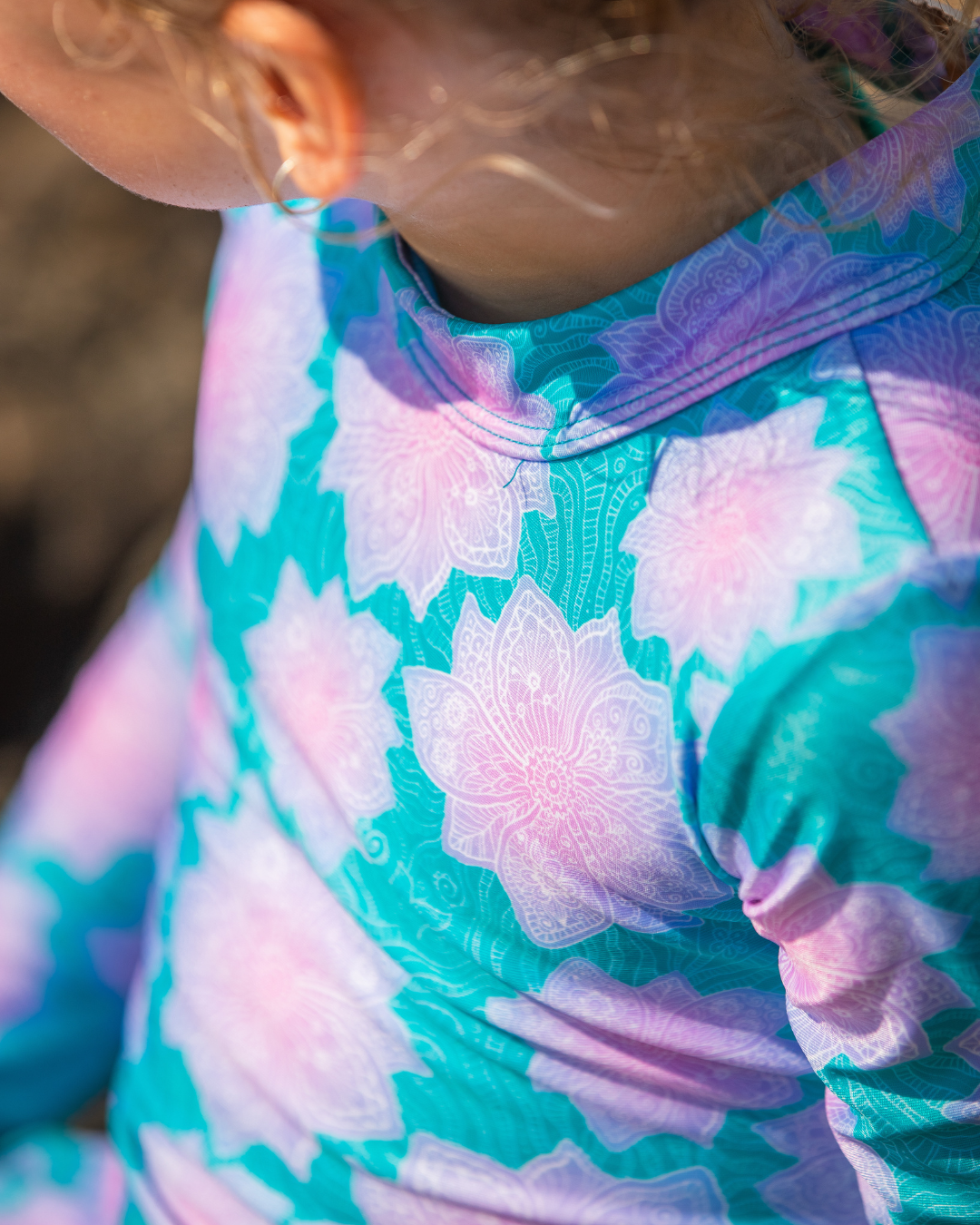 Girls long sleeve swimsuit floral print