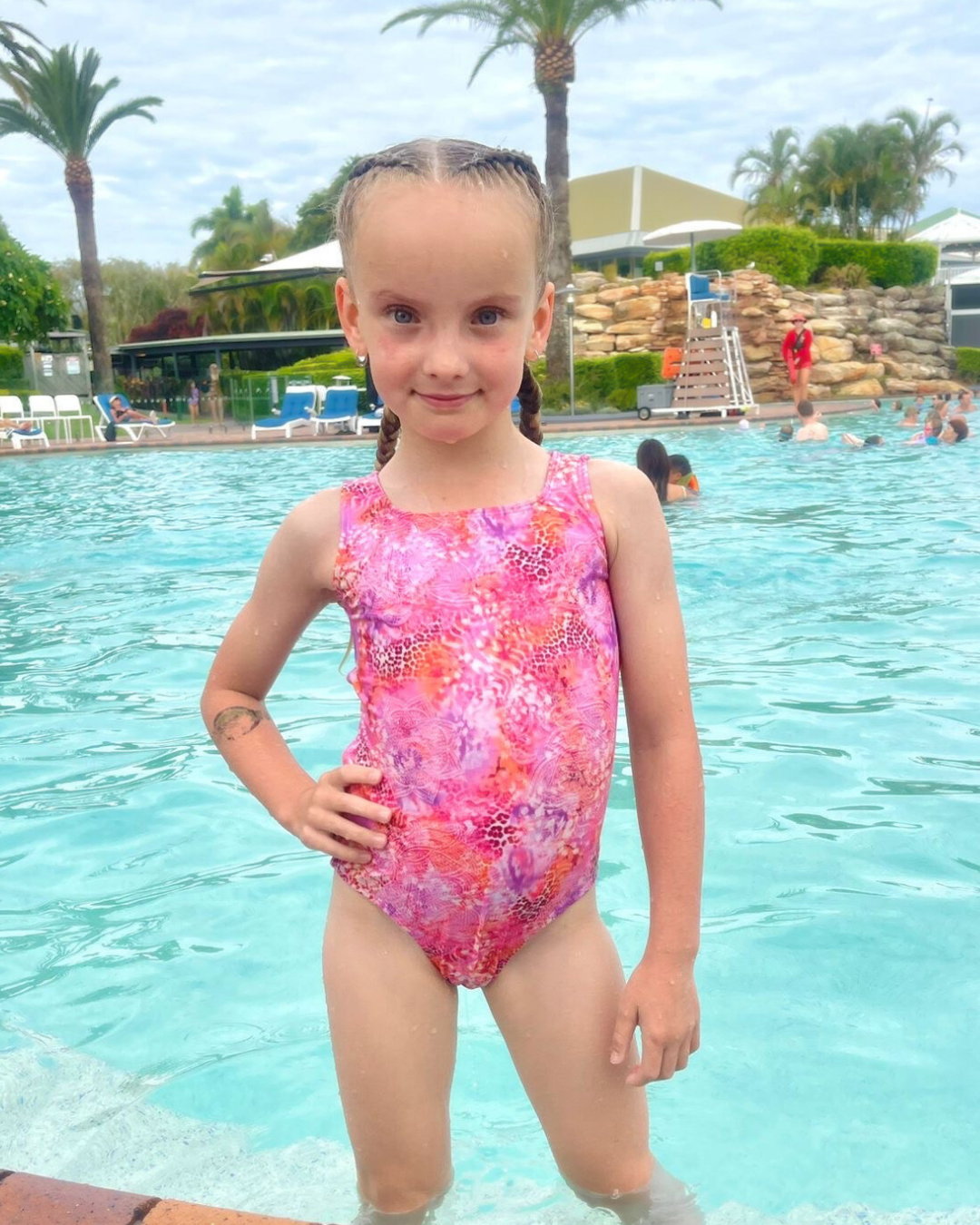 Marli Sleeveless Open Back Girls Swimwear