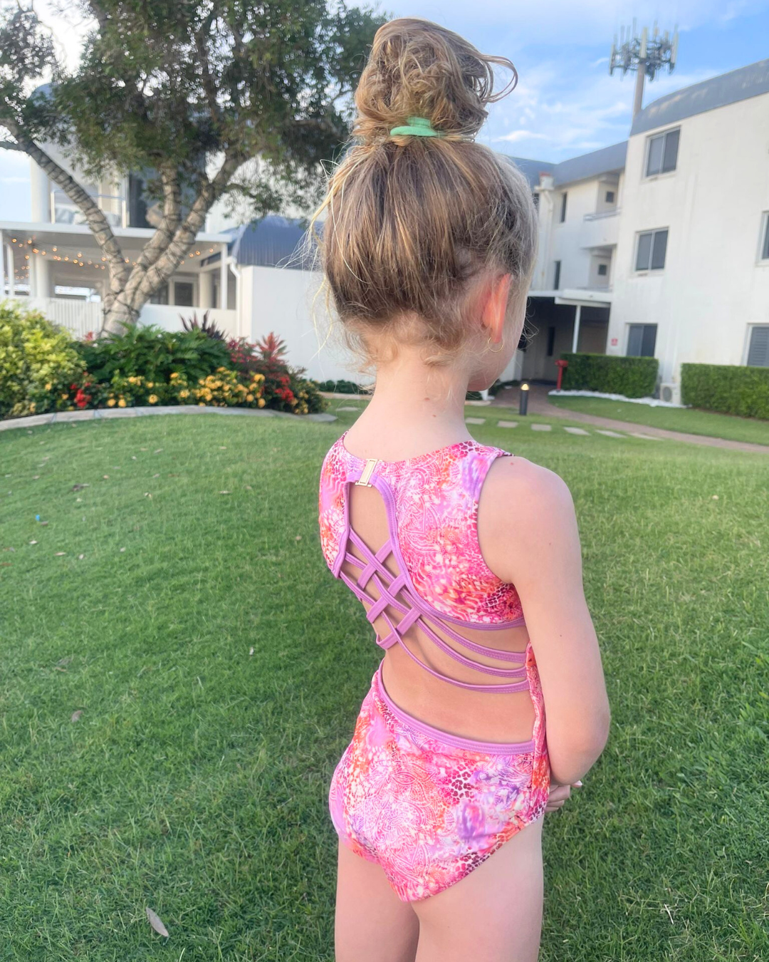 Marli Sleeveless Open Back Girls Swimwear