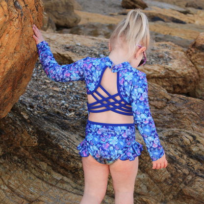 Sapphire Open Back Girls Swimwear