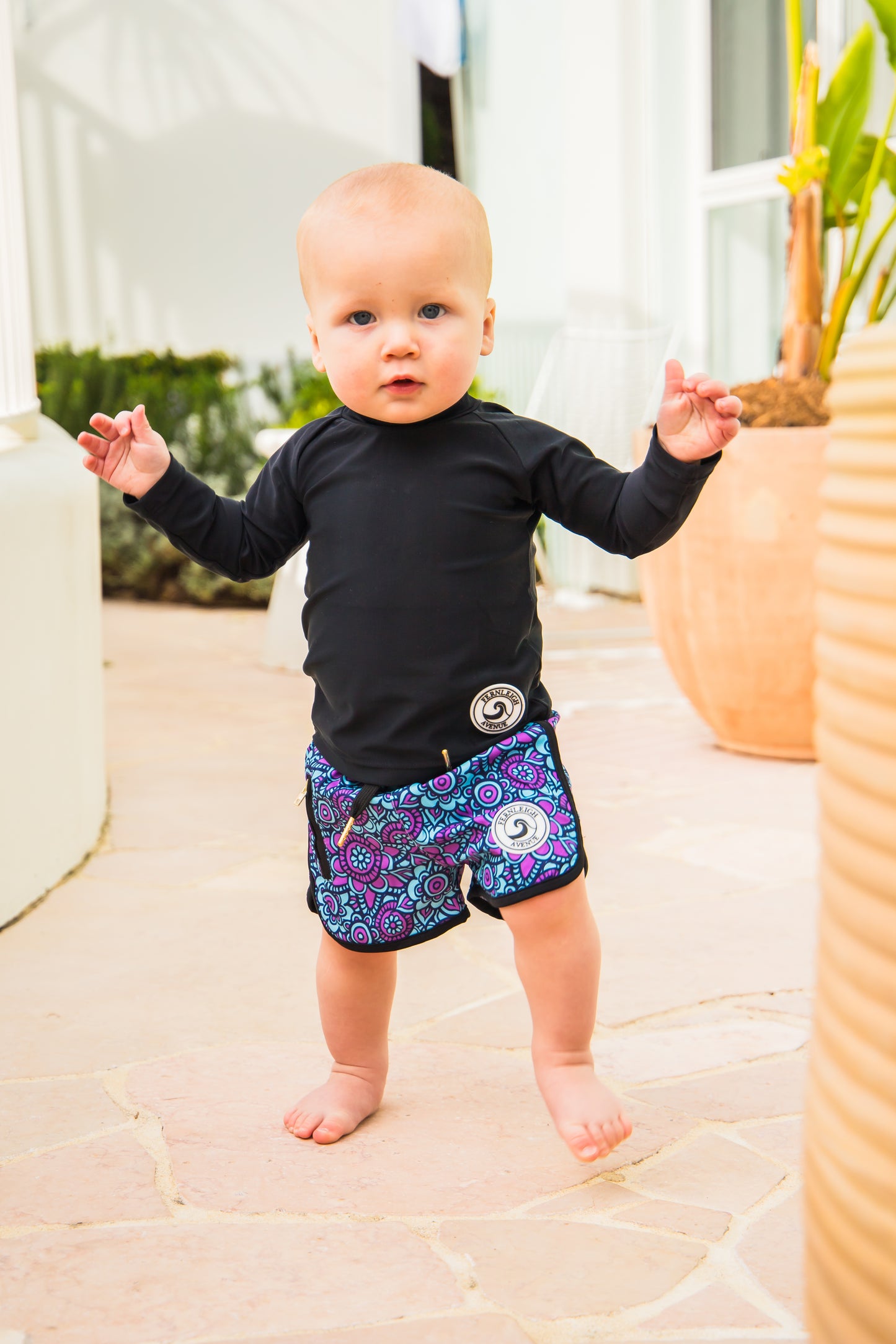 Scottie Solid Back Girls Swimsuit