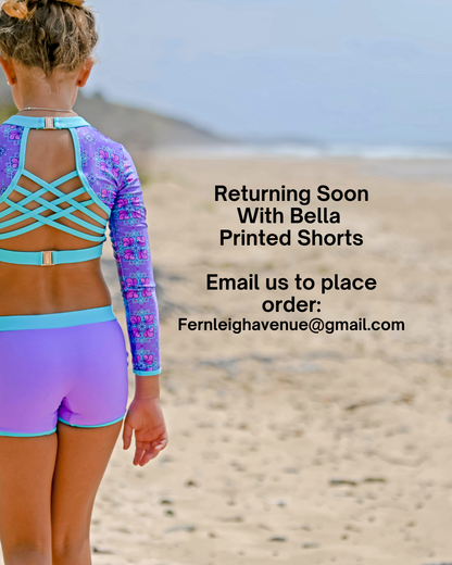 Bella Open Back Girls Swim Shorts Set